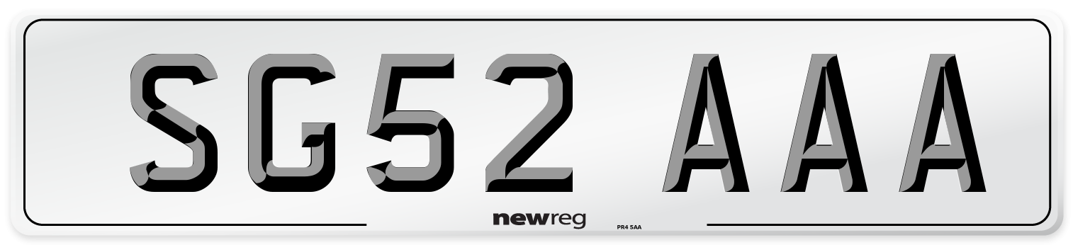 SG52 AAA Number Plate from New Reg